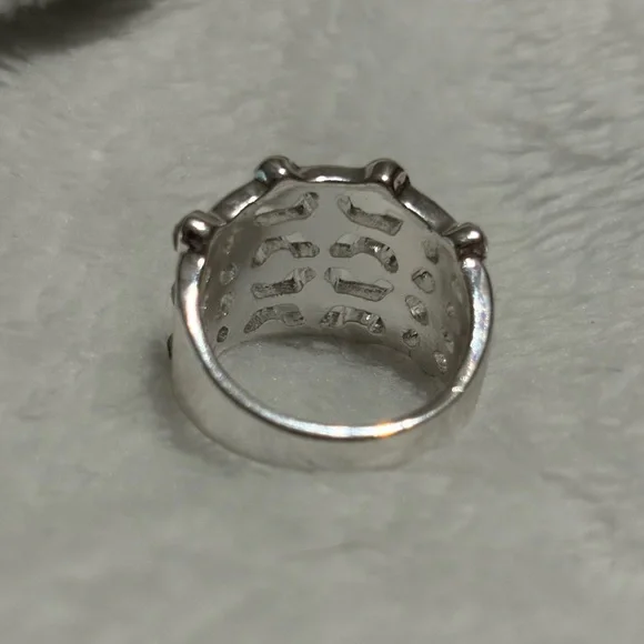 Silver Cocktail Ring with Black, Grey, and Silver CZ - Picture 4 of 5